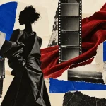 테이트 브리튼의 1990년대 미술·패션 전시 주제를 표현한 실루엣·필름·천 콜라주 일러스트